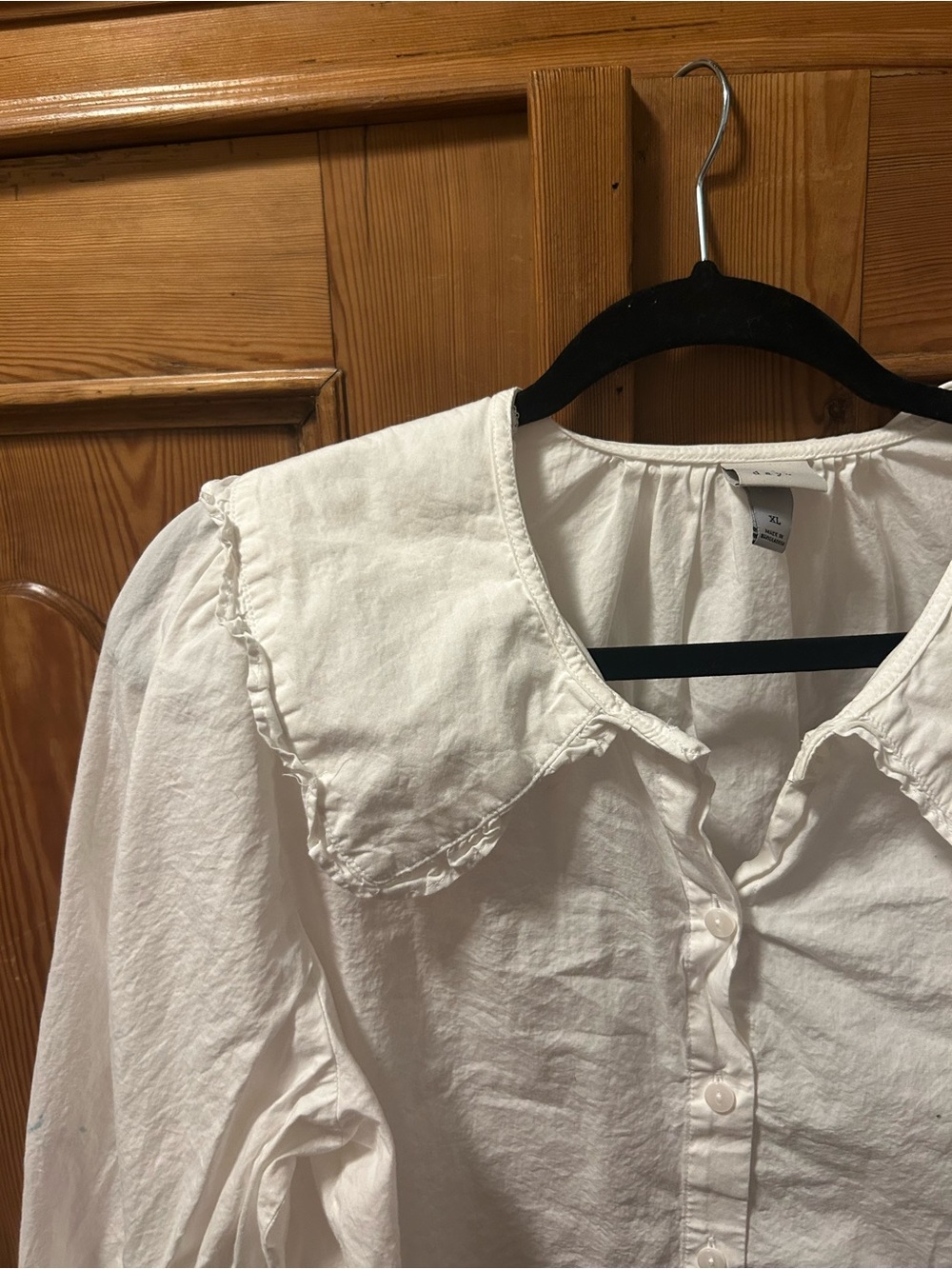 Target White Button-Down Blouse with Ruffled Collar - Picture 2 of 5